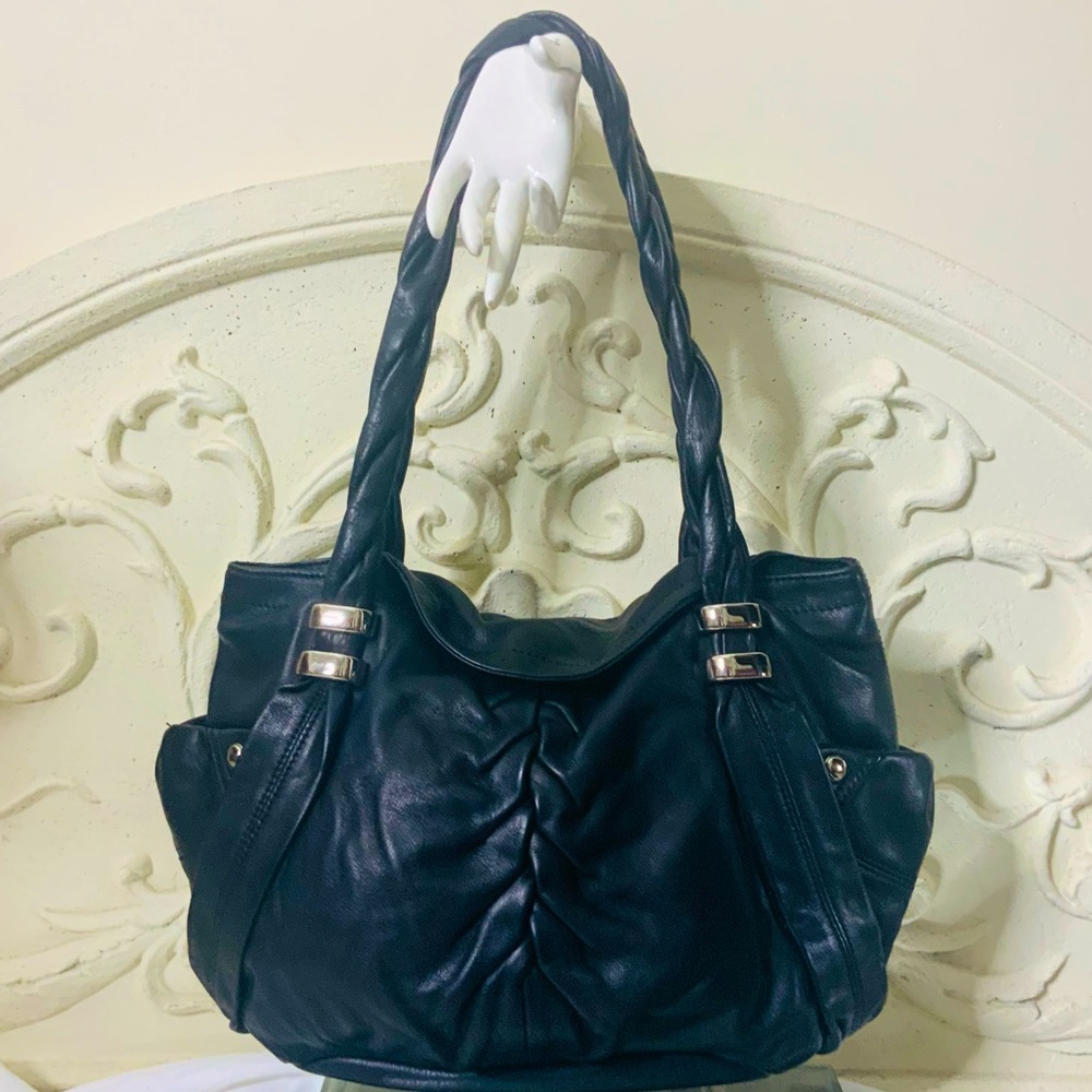 B.  Makowsky Ruched Leather  Shoulder Bag NWOT